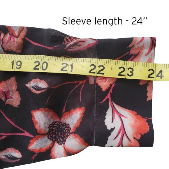 GUESS Nira Chiffon Semi Sheer Floral Rhinestone Detail Long Sleeve Button Down S - Picture 12 of 14